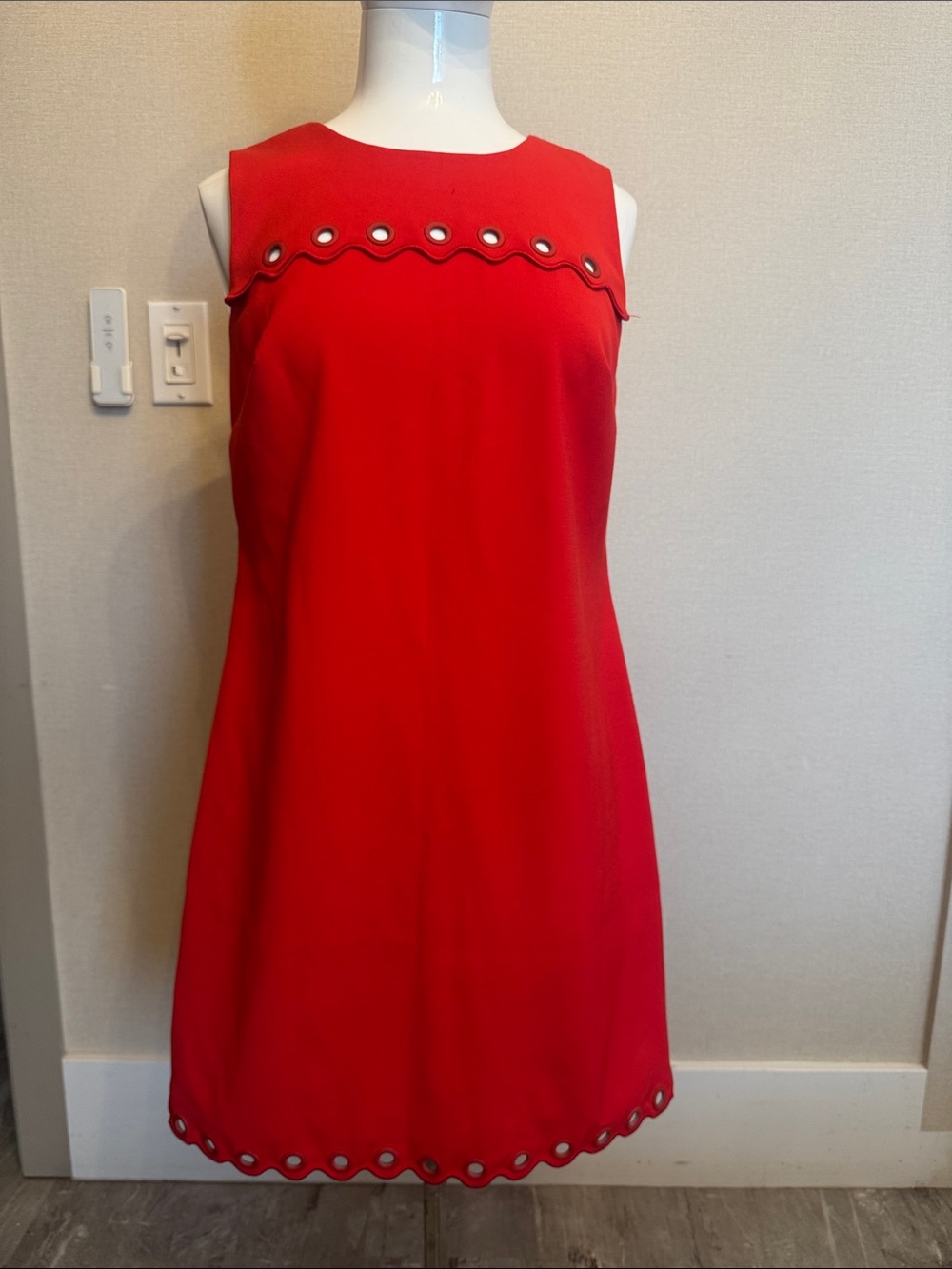 J. Crew Red Sleeveless Mini Dress with Eyelet Trim